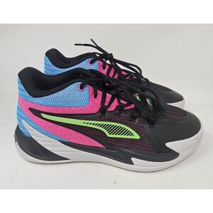 Puma Dagger Retro Basketball Shoes Black Pink Blue Neon Green Boys Sz 6.5 311553